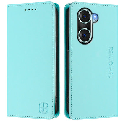 Honor 60 Pro Dual-Folded Magnetic Suction RFID Blocking PU Leather Wallet Phone Case with Card Slots, Cash Pocket, Kickstand, Full Protective Flip Cover