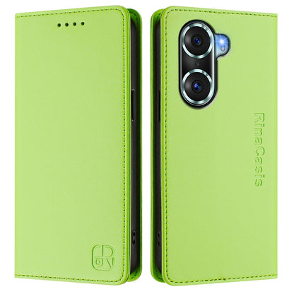Honor 60 Pro Dual-Folded Magnetic Suction RFID Blocking PU Leather Wallet Phone Case with Card Slots, Cash Pocket, Kickstand, Full Protective Flip Cover
