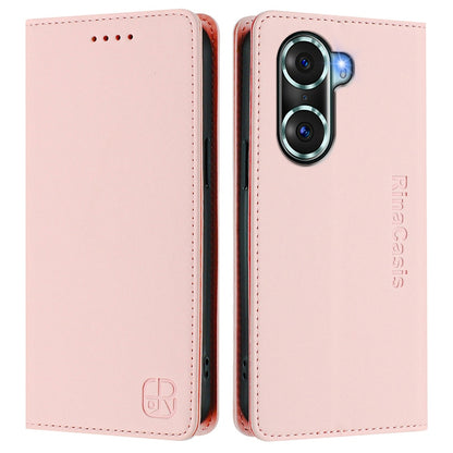 Honor 60 Pro Dual-Folded Magnetic Suction RFID Blocking PU Leather Wallet Phone Case with Card Slots, Cash Pocket, Kickstand, Full Protective Flip Cover