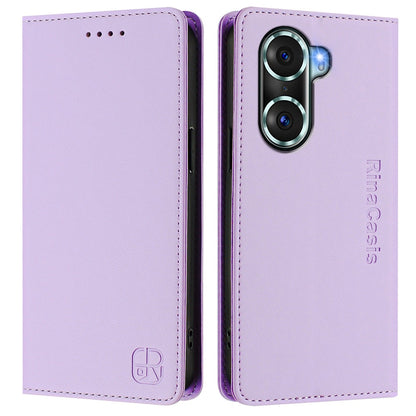 Honor 60 Pro Dual-Folded Magnetic Suction RFID Blocking PU Leather Wallet Phone Case with Card Slots, Cash Pocket, Kickstand, Full Protective Flip Cover