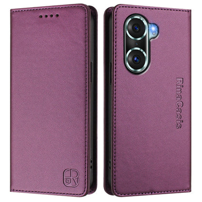 Honor 60 Pro Dual-Folded Magnetic Suction RFID Blocking PU Leather Wallet Phone Case with Card Slots, Cash Pocket, Kickstand, Full Protective Flip Cover