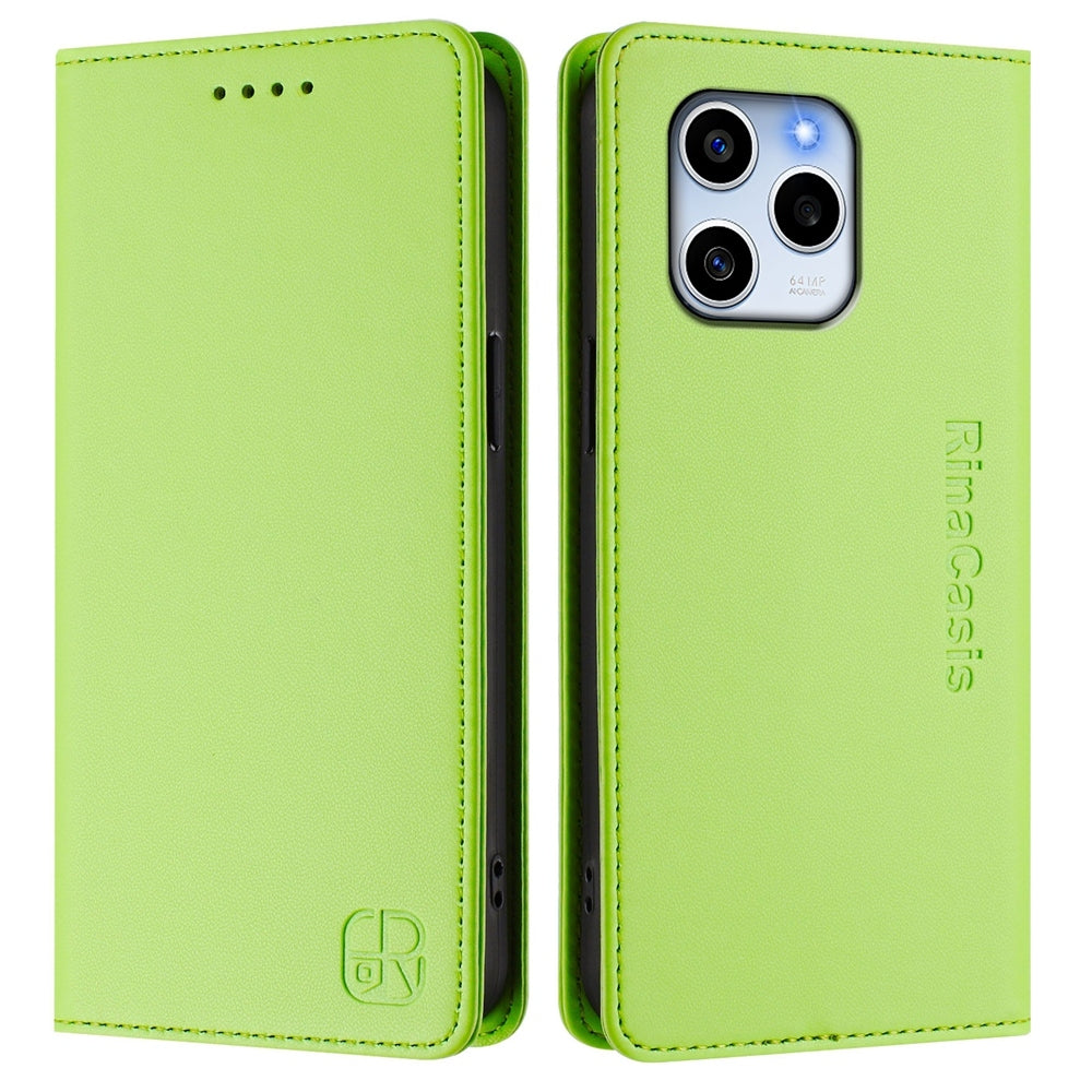 Honor 60 SE Dual-Folded Magnetic Suction RFID Blocking PU Leather Wallet Phone Case with Card Slots, Cash Pocket, Kickstand, Full Protective Flip Cover