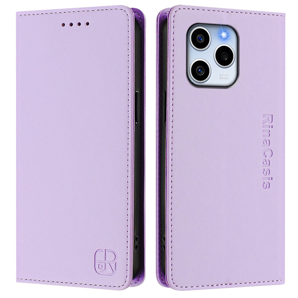 Honor 60 SE Dual-Folded Magnetic Suction RFID Blocking PU Leather Wallet Phone Case with Card Slots, Cash Pocket, Kickstand, Full Protective Flip Cover