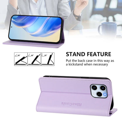 Honor 60 SE Dual-Folded Magnetic Suction RFID Blocking PU Leather Wallet Phone Case with Card Slots, Cash Pocket, Kickstand, Full Protective Flip Cover