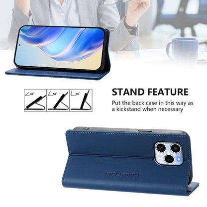 Honor 60 SE Dual-Folded Magnetic Suction RFID Blocking PU Leather Wallet Phone Case with Card Slots, Cash Pocket, Kickstand, Full Protective Flip Cover