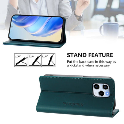 Honor 60 SE Dual-Folded Magnetic Suction RFID Blocking PU Leather Wallet Phone Case with Card Slots, Cash Pocket, Kickstand, Full Protective Flip Cover