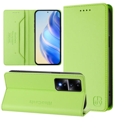 Honor 80 GT Dual-Folded Magnetic Suction RFID Blocking PU Leather Wallet Phone Case with Card Slots, Cash Pocket, Kickstand, Full Protective Flip Cover