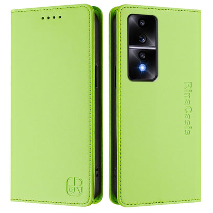 Honor 80 GT Dual-Folded Magnetic Suction RFID Blocking PU Leather Wallet Phone Case with Card Slots, Cash Pocket, Kickstand, Full Protective Flip Cover