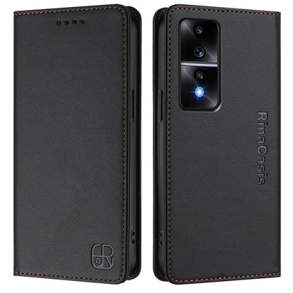 Honor 80 GT Dual-Folded Magnetic Suction RFID Blocking PU Leather Wallet Phone Case with Card Slots, Cash Pocket, Kickstand, Full Protective Flip Cover
