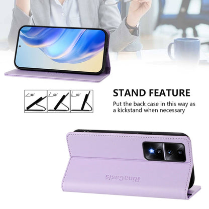 Honor 80 GT Dual-Folded Magnetic Suction RFID Blocking PU Leather Wallet Phone Case with Card Slots, Cash Pocket, Kickstand, Full Protective Flip Cover