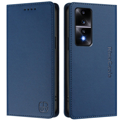Honor 80 GT Dual-Folded Magnetic Suction RFID Blocking PU Leather Wallet Phone Case with Card Slots, Cash Pocket, Kickstand, Full Protective Flip Cover