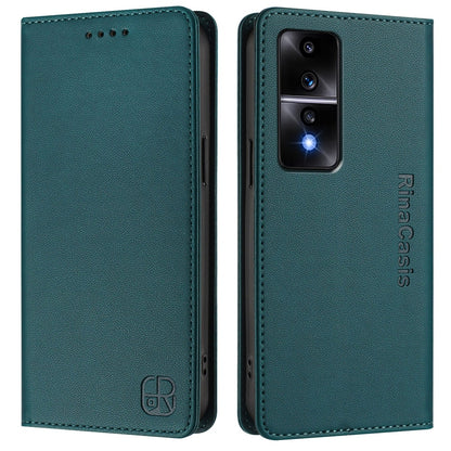 Honor 80 GT Dual-Folded Magnetic Suction RFID Blocking PU Leather Wallet Phone Case with Card Slots, Cash Pocket, Kickstand, Full Protective Flip Cover