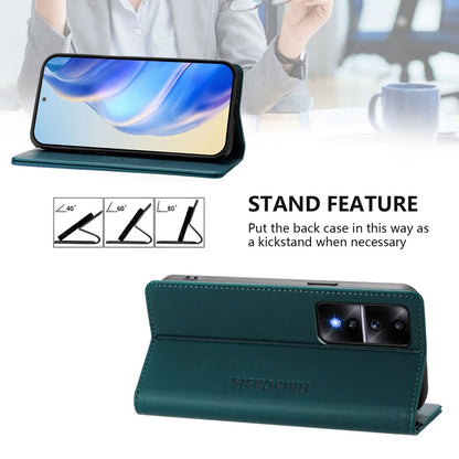 Honor 80 GT Dual-Folded Magnetic Suction RFID Blocking PU Leather Wallet Phone Case with Card Slots, Cash Pocket, Kickstand, Full Protective Flip Cover