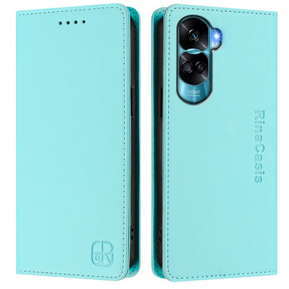 Honor X50i Dual-Folded Magnetic Suction RFID Blocking PU Leather Wallet Phone Case with Card Slots, Cash Pocket, Kickstand, Full Protective Flip Cover