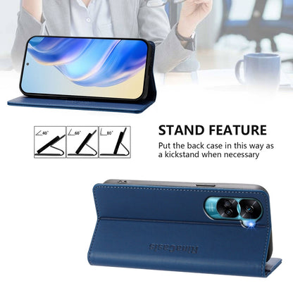 Honor X50i Dual-Folded Magnetic Suction RFID Blocking PU Leather Wallet Phone Case with Card Slots, Cash Pocket, Kickstand, Full Protective Flip Cover