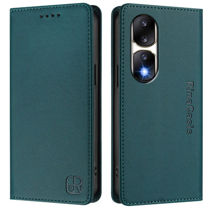 Honor 90 Pro Dual-Folded Magnetic Suction RFID Blocking PU Leather Wallet Phone Case with Card Slots, Cash Pocket, Kickstand, Full Protective Flip Cover