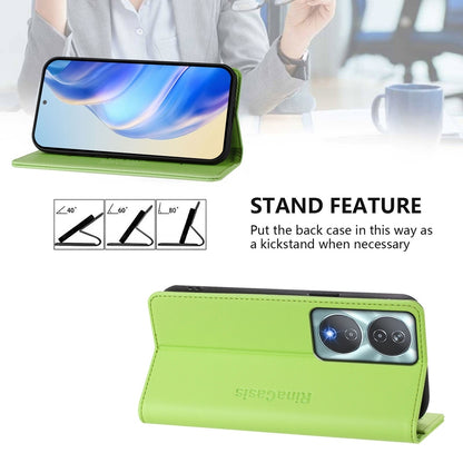 Honor 90 Smart Dual-Folded Magnetic Suction RFID Blocking PU Leather Wallet Phone Case with Card Slots, Cash Pocket, Kickstand, Full Protective Flip Cover