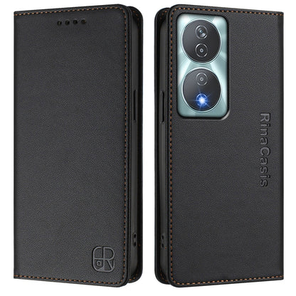 Honor X7b 5G Dual-Folded Magnetic Suction RFID Blocking PU Leather Wallet Phone Case with Card Slots, Cash Pocket, Kickstand, Full Protective Flip Cover