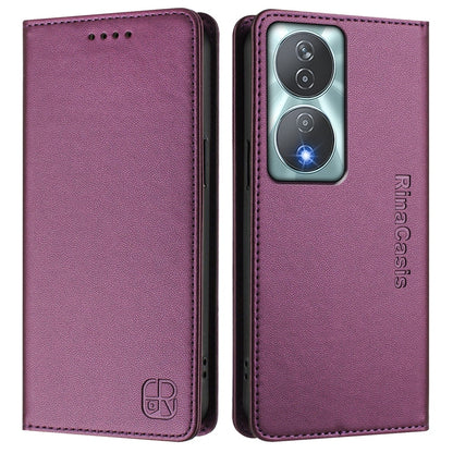 Honor X7b 4G Dual-Folded Magnetic Suction RFID Blocking PU Leather Wallet Phone Case with Card Slots, Cash Pocket, Kickstand, Full Protective Flip Cover