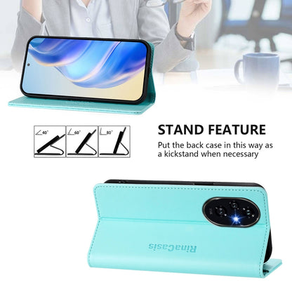 Honor 200 Dual-Folded Magnetic Suction RFID Blocking PU Leather Wallet Phone Case with Card Slots, Cash Pocket, Kickstand, Full Protective Flip Cover