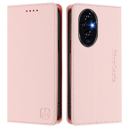 Honor 200 Dual-Folded Magnetic Suction RFID Blocking PU Leather Wallet Phone Case with Card Slots, Cash Pocket, Kickstand, Full Protective Flip Cover