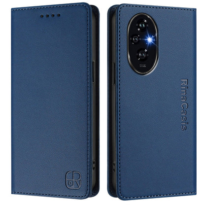 Honor 200 Dual-Folded Magnetic Suction RFID Blocking PU Leather Wallet Phone Case with Card Slots, Cash Pocket, Kickstand, Full Protective Flip Cover