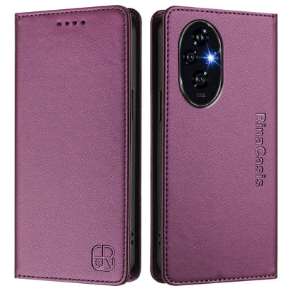 Honor 200 Dual-Folded Magnetic Suction RFID Blocking PU Leather Wallet Phone Case with Card Slots, Cash Pocket, Kickstand, Full Protective Flip Cover