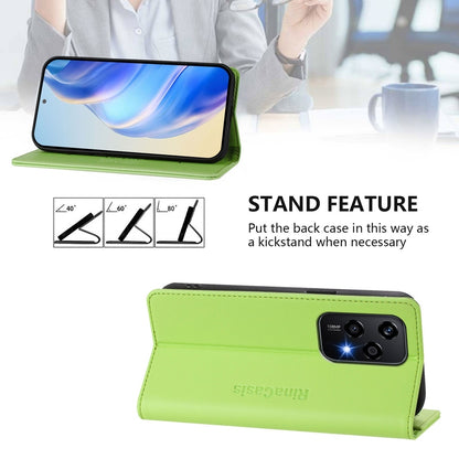 Honor 200 Lite Dual-Folded Magnetic Suction RFID Blocking PU Leather Wallet Phone Case with Card Slots, Cash Pocket, Kickstand, Full Protective Flip Cover