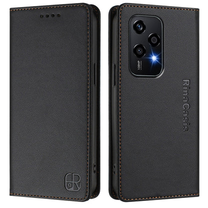 Honor 200 Lite Dual-Folded Magnetic Suction RFID Blocking PU Leather Wallet Phone Case with Card Slots, Cash Pocket, Kickstand, Full Protective Flip Cover