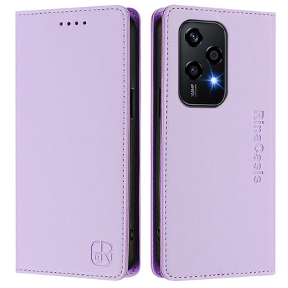Honor 200 Lite Dual-Folded Magnetic Suction RFID Blocking PU Leather Wallet Phone Case with Card Slots, Cash Pocket, Kickstand, Full Protective Flip Cover