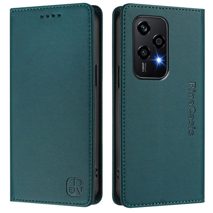 Honor 200 Lite Dual-Folded Magnetic Suction RFID Blocking PU Leather Wallet Phone Case with Card Slots, Cash Pocket, Kickstand, Full Protective Flip Cover