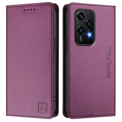 Honor 200 Lite Dual-Folded Magnetic Suction RFID Blocking PU Leather Wallet Phone Case with Card Slots, Cash Pocket, Kickstand, Full Protective Flip Cover