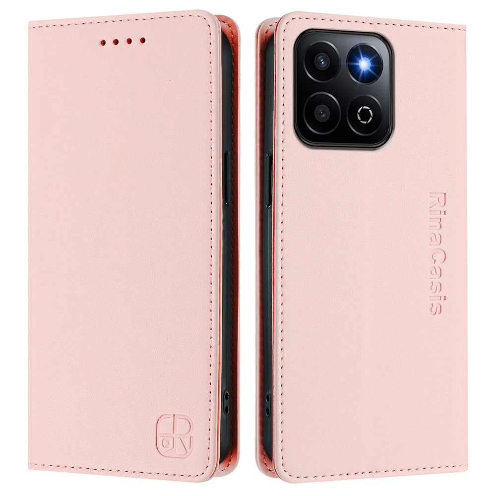 Honor 200 Smart Dual-Folded Magnetic Suction RFID Blocking PU Leather Wallet Phone Case with Card Slots, Cash Pocket, Kickstand, Full Protective Flip Cover