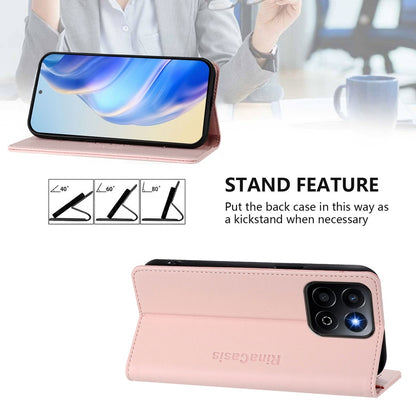 Honor X7c 4G Dual-Folded Magnetic Suction RFID Blocking PU Leather Wallet Phone Case with Card Slots, Cash Pocket, Kickstand, Full Protective Flip Cover