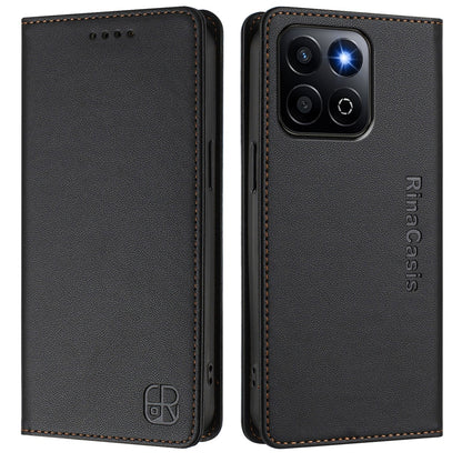Honor X7c 4G Dual-Folded Magnetic Suction RFID Blocking PU Leather Wallet Phone Case with Card Slots, Cash Pocket, Kickstand, Full Protective Flip Cover