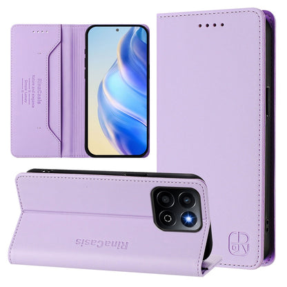 Honor 200 Smart Dual-Folded Magnetic Suction RFID Blocking PU Leather Wallet Phone Case with Card Slots, Cash Pocket, Kickstand, Full Protective Flip Cover