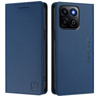 Honor X7c 4G Dual-Folded Magnetic Suction RFID Blocking PU Leather Wallet Phone Case with Card Slots, Cash Pocket, Kickstand, Full Protective Flip Cover