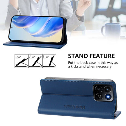 Honor X7c 4G Dual-Folded Magnetic Suction RFID Blocking PU Leather Wallet Phone Case with Card Slots, Cash Pocket, Kickstand, Full Protective Flip Cover