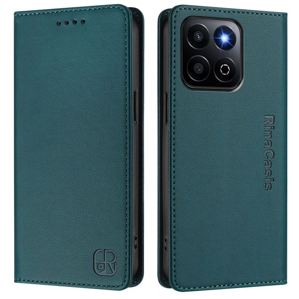 Honor 200 Smart Dual-Folded Magnetic Suction RFID Blocking PU Leather Wallet Phone Case with Card Slots, Cash Pocket, Kickstand, Full Protective Flip Cover