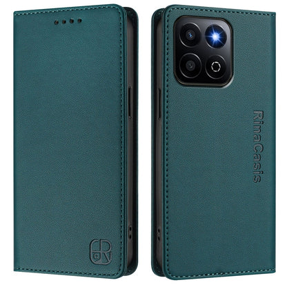 Honor 200 Smart Dual-Folded Magnetic Suction RFID Blocking PU Leather Wallet Phone Case with Card Slots, Cash Pocket, Kickstand, Full Protective Flip Cover