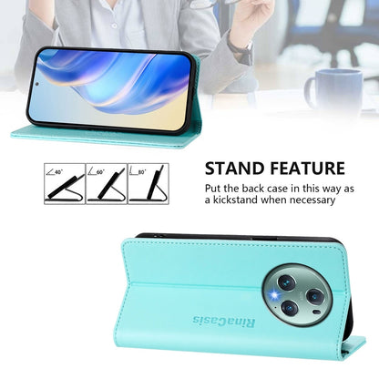 Honor Magic5 Pro Dual-Folded Magnetic Suction RFID Blocking PU Leather Wallet Phone Case with Card Slots, Cash Pocket, Kickstand, Full Protective Flip Cover