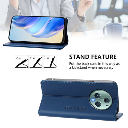Honor Magic5 Pro Dual-Folded Magnetic Suction RFID Blocking PU Leather Wallet Phone Case with Card Slots, Cash Pocket, Kickstand, Full Protective Flip Cover