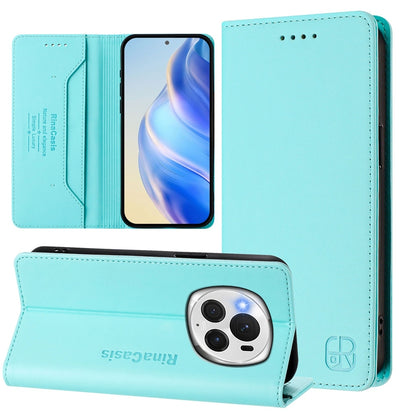 Honor Magic6 Pro Dual-Folded Magnetic Suction RFID Blocking PU Leather Wallet Phone Case with Card Slots, Cash Pocket, Kickstand, Full Protective Flip Cover