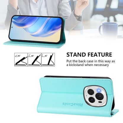 Honor Magic6 Pro Dual-Folded Magnetic Suction RFID Blocking PU Leather Wallet Phone Case with Card Slots, Cash Pocket, Kickstand, Full Protective Flip Cover