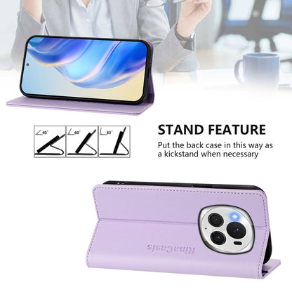 Honor Magic6 Pro Dual-Folded Magnetic Suction RFID Blocking PU Leather Wallet Phone Case with Card Slots, Cash Pocket, Kickstand, Full Protective Flip Cover