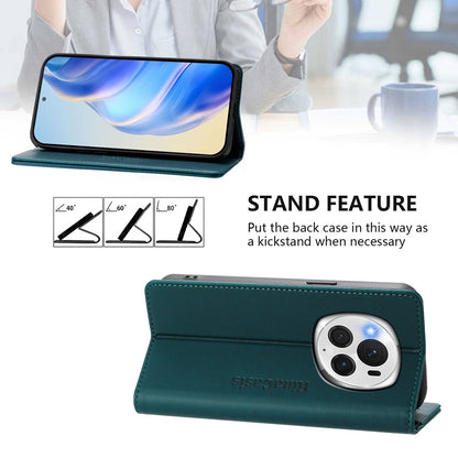 Honor Magic6 Pro Dual-Folded Magnetic Suction RFID Blocking PU Leather Wallet Phone Case with Card Slots, Cash Pocket, Kickstand, Full Protective Flip Cover