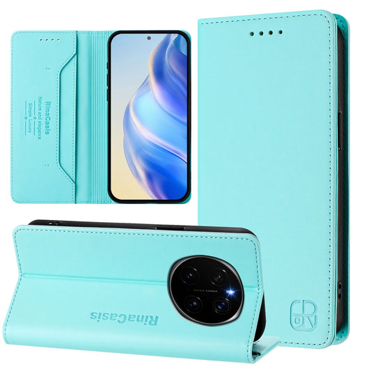 Honor Magic7 Dual-Folded Magnetic Suction RFID Blocking PU Leather Wallet Phone Case with Card Slots, Cash Pocket, Kickstand, Full Protective Flip Cover