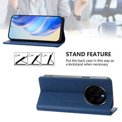 Honor Magic7 Dual-Folded Magnetic Suction RFID Blocking PU Leather Wallet Phone Case with Card Slots, Cash Pocket, Kickstand, Full Protective Flip Cover