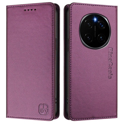Honor Magic7 Dual-Folded Magnetic Suction RFID Blocking PU Leather Wallet Phone Case with Card Slots, Cash Pocket, Kickstand, Full Protective Flip Cover