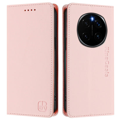 Honor Magic7 Pro Dual-Folded Magnetic Suction RFID Blocking PU Leather Wallet Phone Case with Card Slots, Cash Pocket, Kickstand, Full Protective Flip Cover